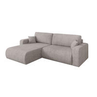 ROHOVÁ SEDAČKA s funkcí spaní, otoman vlevo BERY-L 276x193x88 světle šedá velur - černá/světle šedá, kompozitní dřevo/textil (276/193cm) - ALTDECOR
