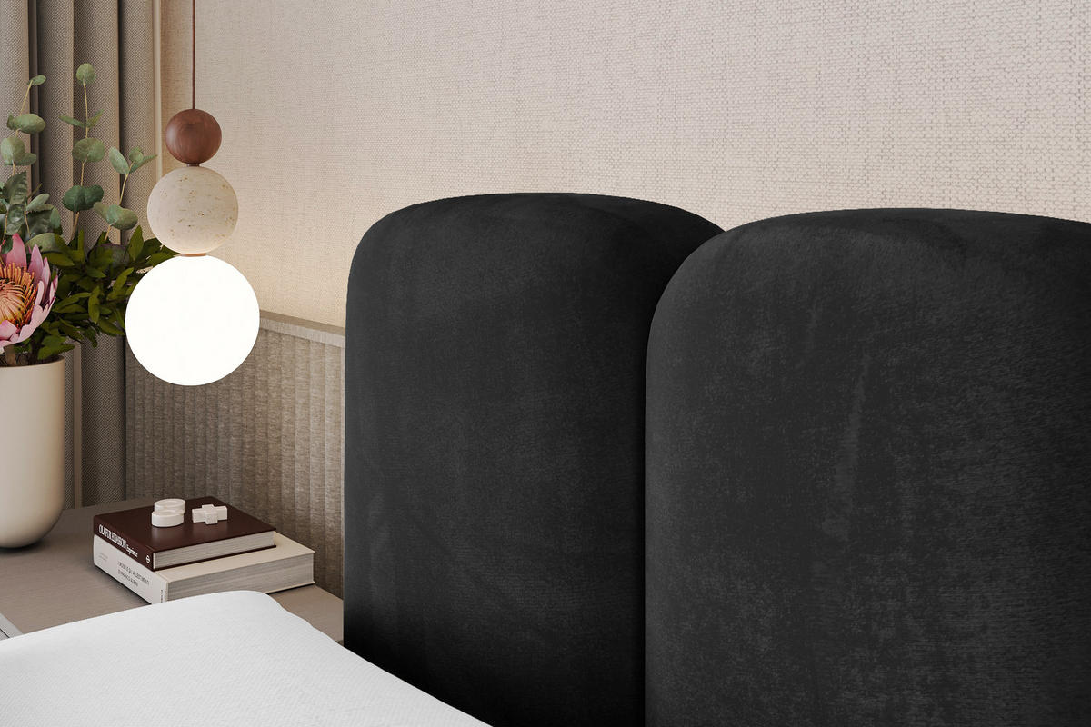 AMERICKÁ postel s matrací H4 a roštem – NINA-Z – 120 × 200 cm – černá - vysoce lesklá černá, kompozitní dřevo (120/200cm) - ALTDECOR