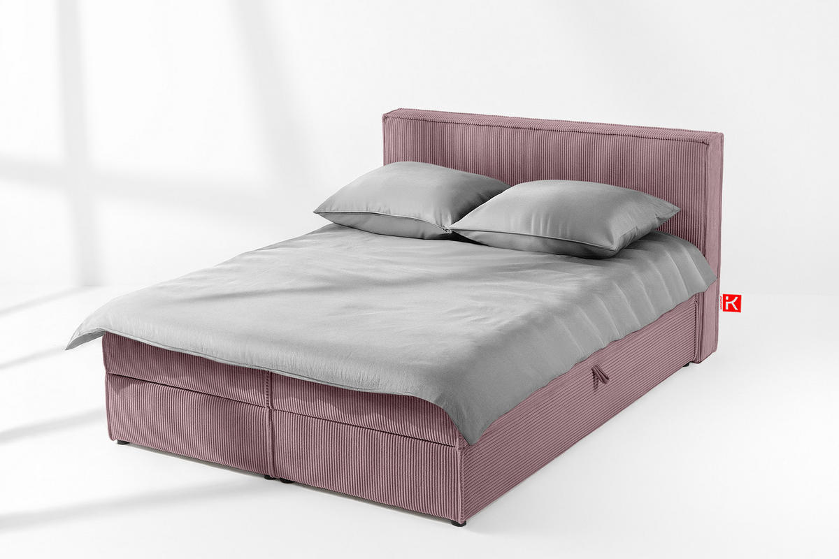 BOXSPRINGBETT ROTI mit Stauraum, hellviolett - Violett/Schwarz, Holz/Holzwerkstoff (140/200cm) - KONSIMO®