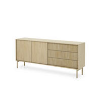 KOMMODE Aviro Eiche Cremona, Breite zweitürige Kommode mit Schubladen - Hellbraun/Eichefarben, Holzwerkstoff (187/80/40cm) - Bettso