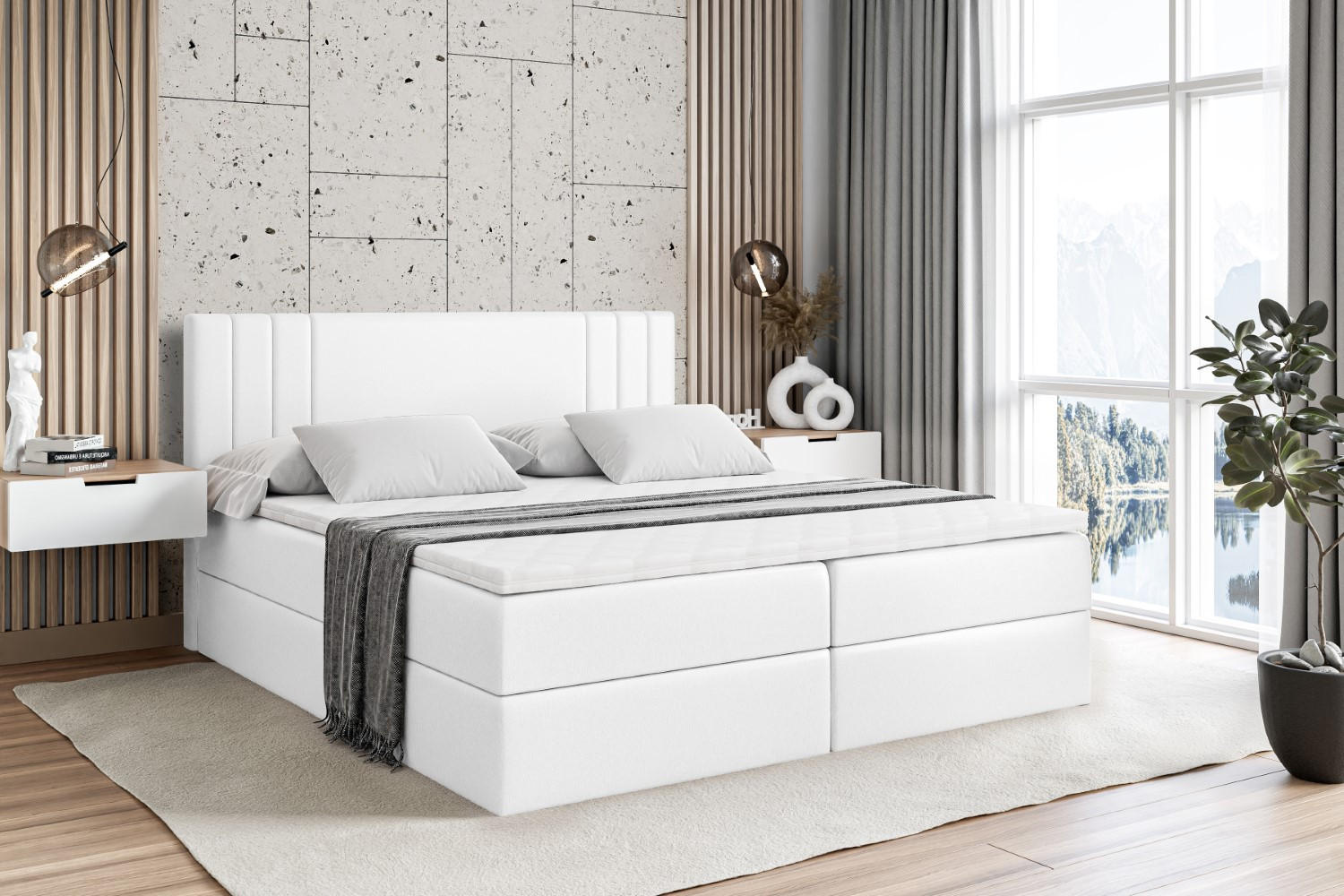 BOXBETT mit Matratze H3 und Lattenrost - IDRIKO - 120x200 cm Weiß Hochglanz - Weiß Hochglanz, Holzwerkstoff (120/200cm) - ALTDECOR