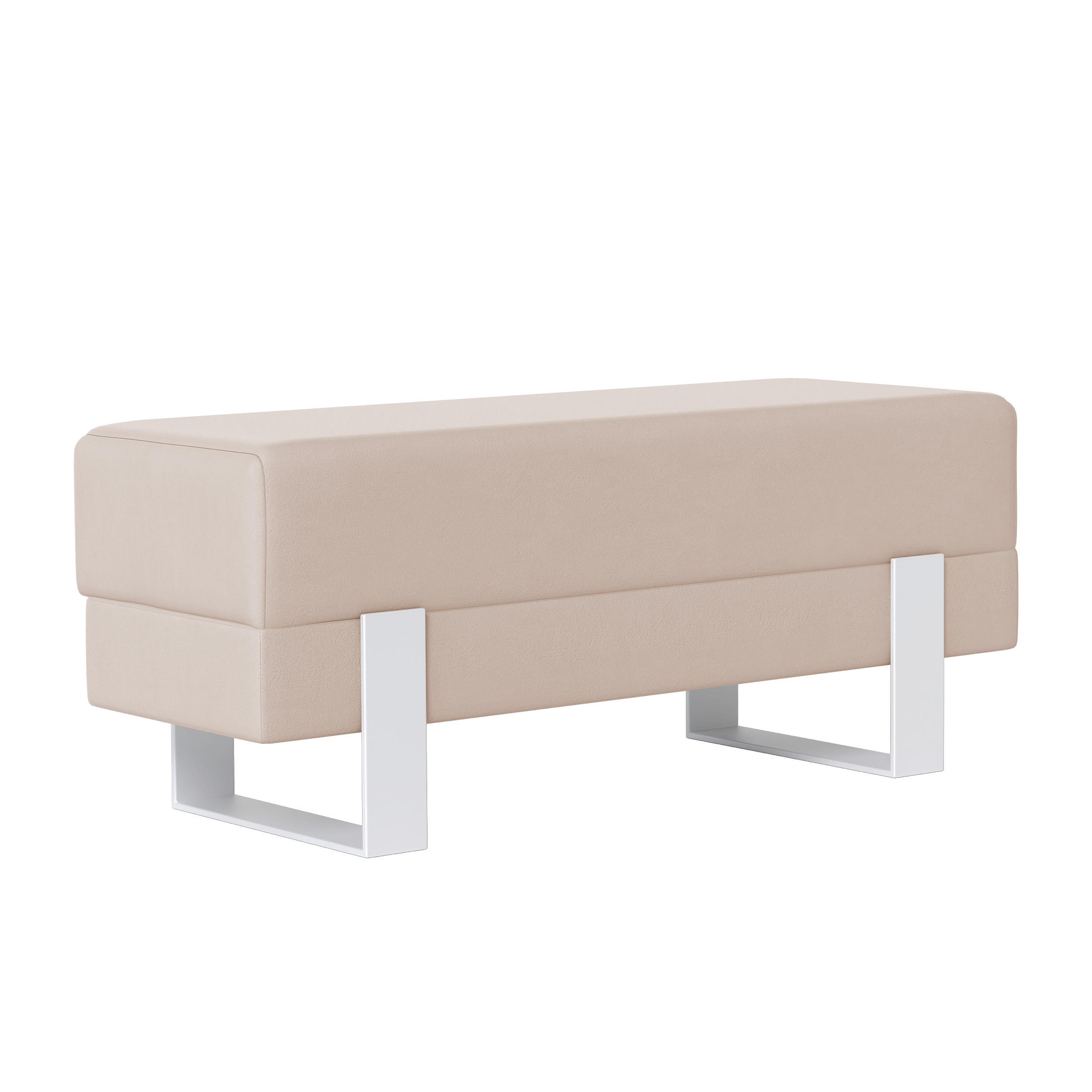POLSTERBANK RIVA 100 cm Weiß / Beige ,Metallgestell - Beige, Metall (100/47/35cm) - Idohome