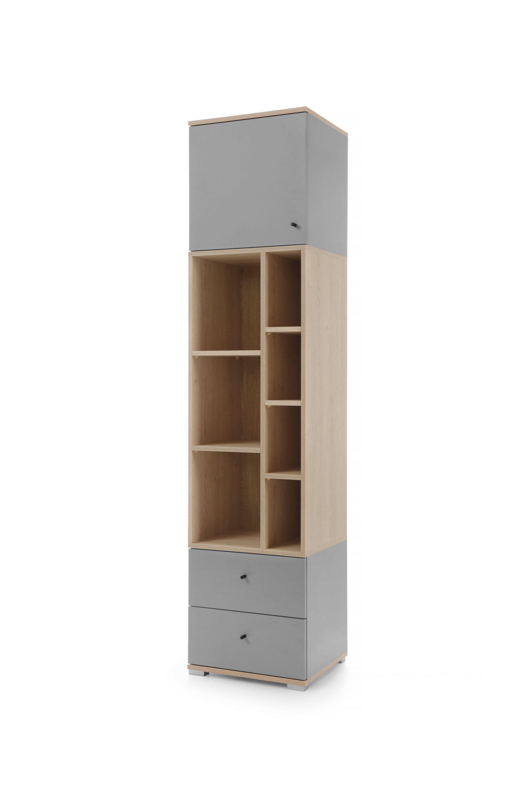 STANDREGAL Nova in Grau und Eiche ca. 45 × 195 × 40 cm - Grau, Holzwerkstoff (45/195/40cm)