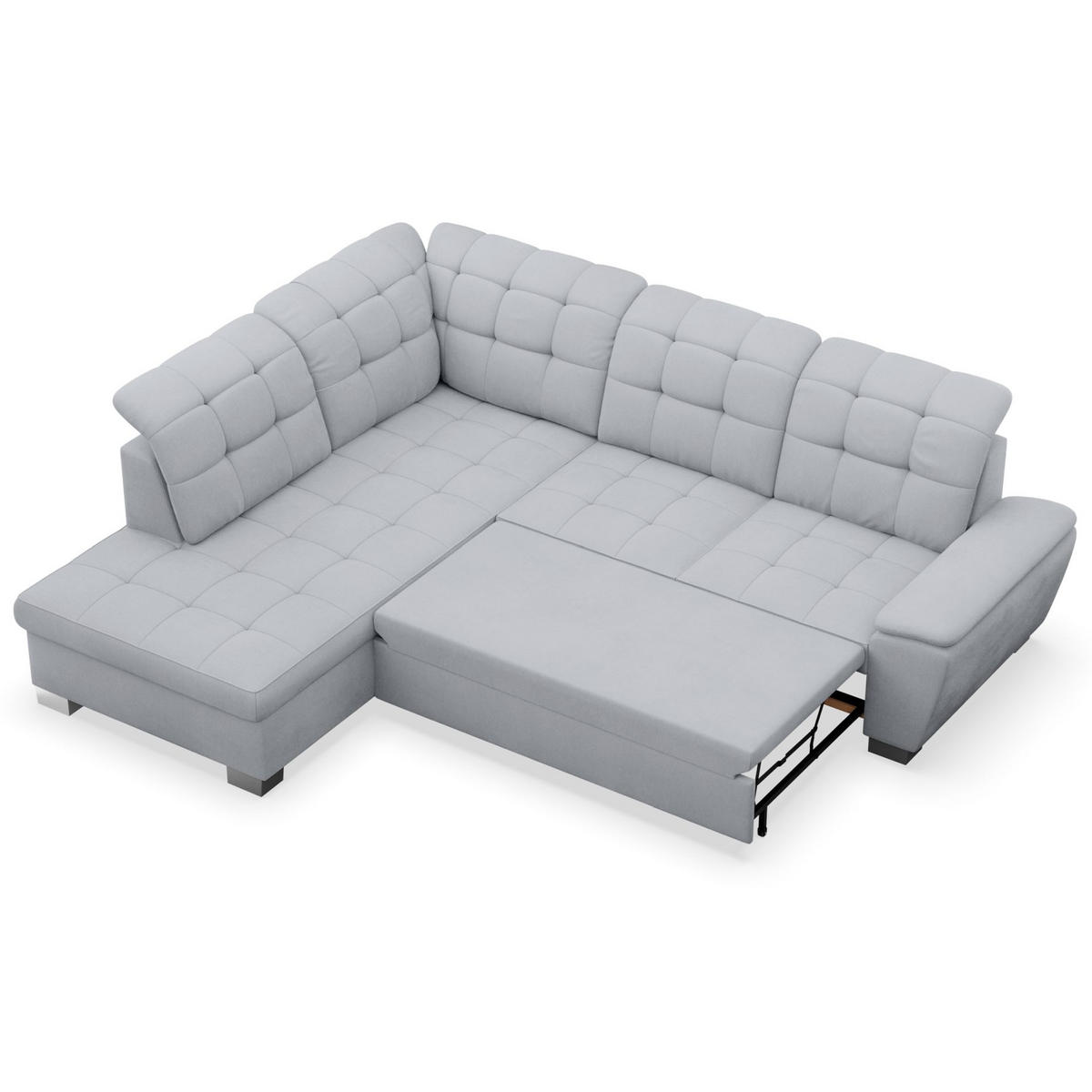 ECKSOFA Jamaal Hellgrau linksseitig - Hellgrau/Schwarz, Textil (258/212cm) - Selsey