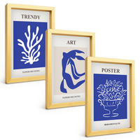 BILDER SET 3er Set - 20x30 cm Goldrahmen - Matisses abstrakte Plakate - Goldfarben, Kunststoff (20/30cm) - TULUP
