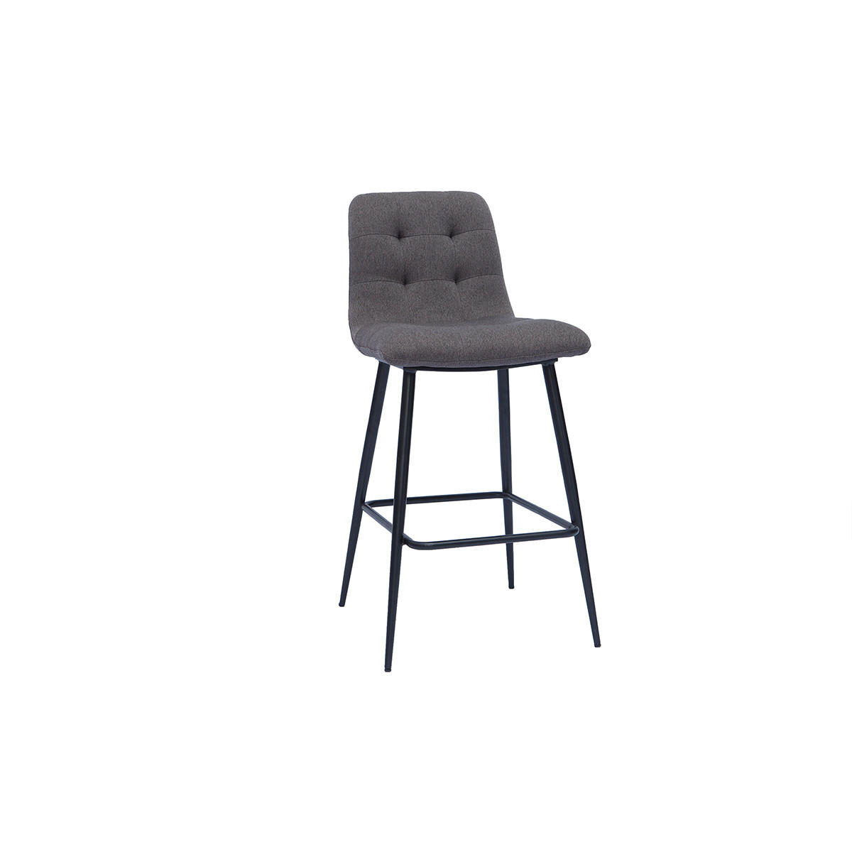 BARHOCKER Grauer Stoff Metall H65 cm 2er-Set ESCAPE - Dunkelgrau, Textil (54/93/43cm) - Miliboo