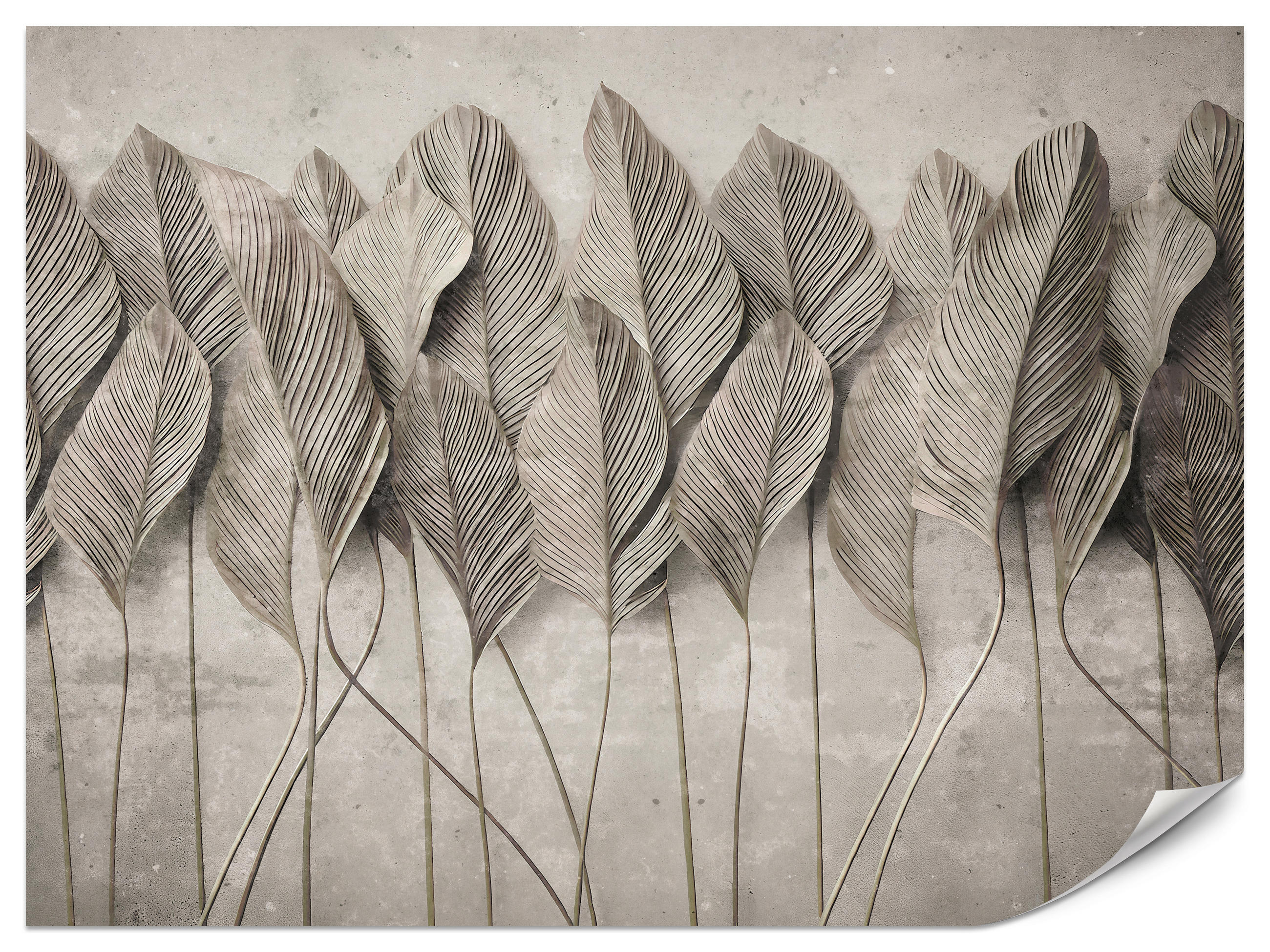 FOTOTAPETE Ranken Laub Sepia Vertikal Natürlich Vintage 450x315 - Grau, Papier (450/315cm) - Muralo