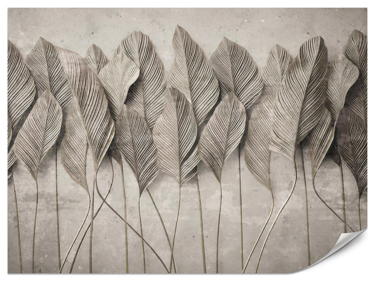 FOTOTAPETE Ranken Laub Sepia Vertikal Natürlich Vintage 450x315 - Grau, Papier (450/315cm) - Muralo