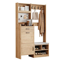 GARDEROBEN-SET mit Sitzbank 108,5 x 35 x 180 cm Natural+White 6-in-1 - Weiß, Holzwerkstoff (35/180/108.5cm) - Beauniv