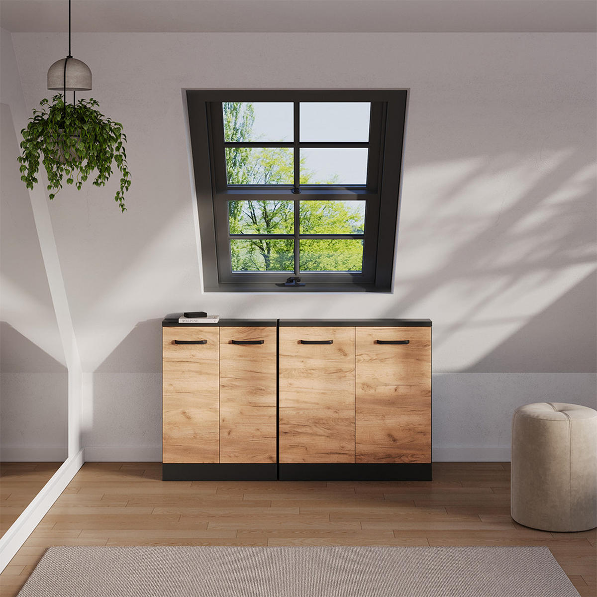 DACHSCHRÄGENSCHRANK Rion Goldkraft Eiche mit 2 Türen - Honigeiche, Holzwerkstoff (80/81.6/46cm) - Vicco