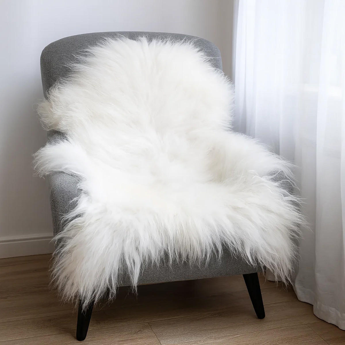 SCHAFFELL Island Naturweiß, Lange Zottelige Wolle, ca. 120 cm - Weiß, Fell (70/120cm) - Provellus