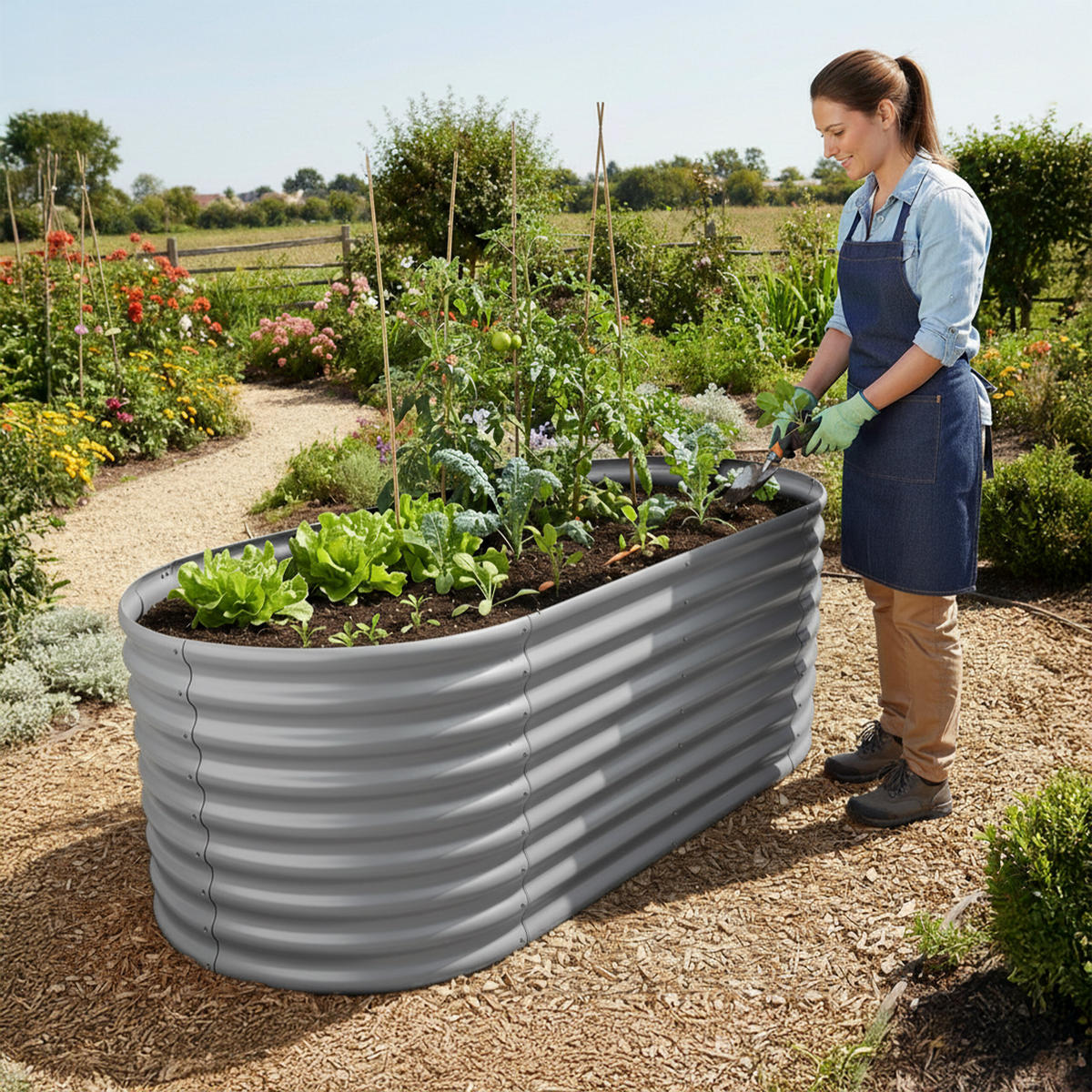 HOCHBEET - Grau, Metall (80/160/80cm) - Relaxdays