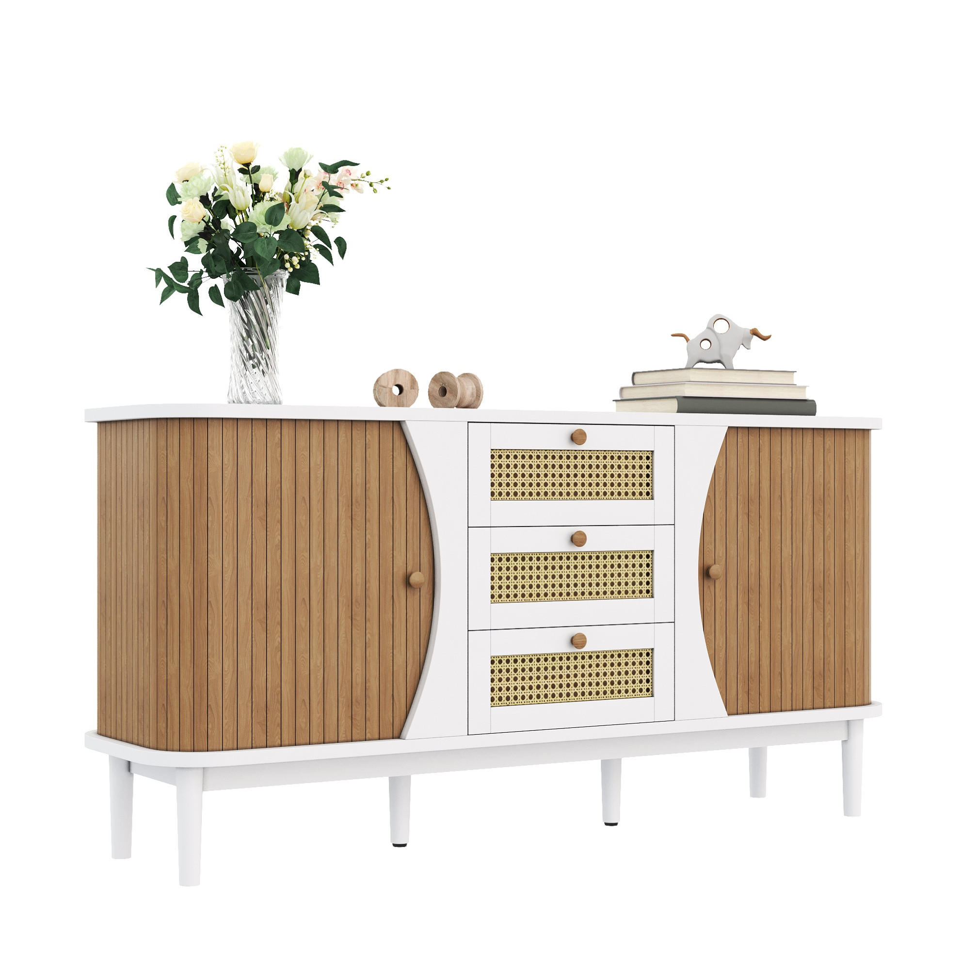 Flora Grace Sideboard Weiß 140.5x76x40 cm