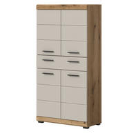 MIDISCHRANK Sand Kaschmir, Evoke Eiche, Badschrank 74 cm, viel Stauraum - Kaschmir/Eichefarben, Holzwerkstoff/Kunststoff (74/141/31cm) - Inn.Furn