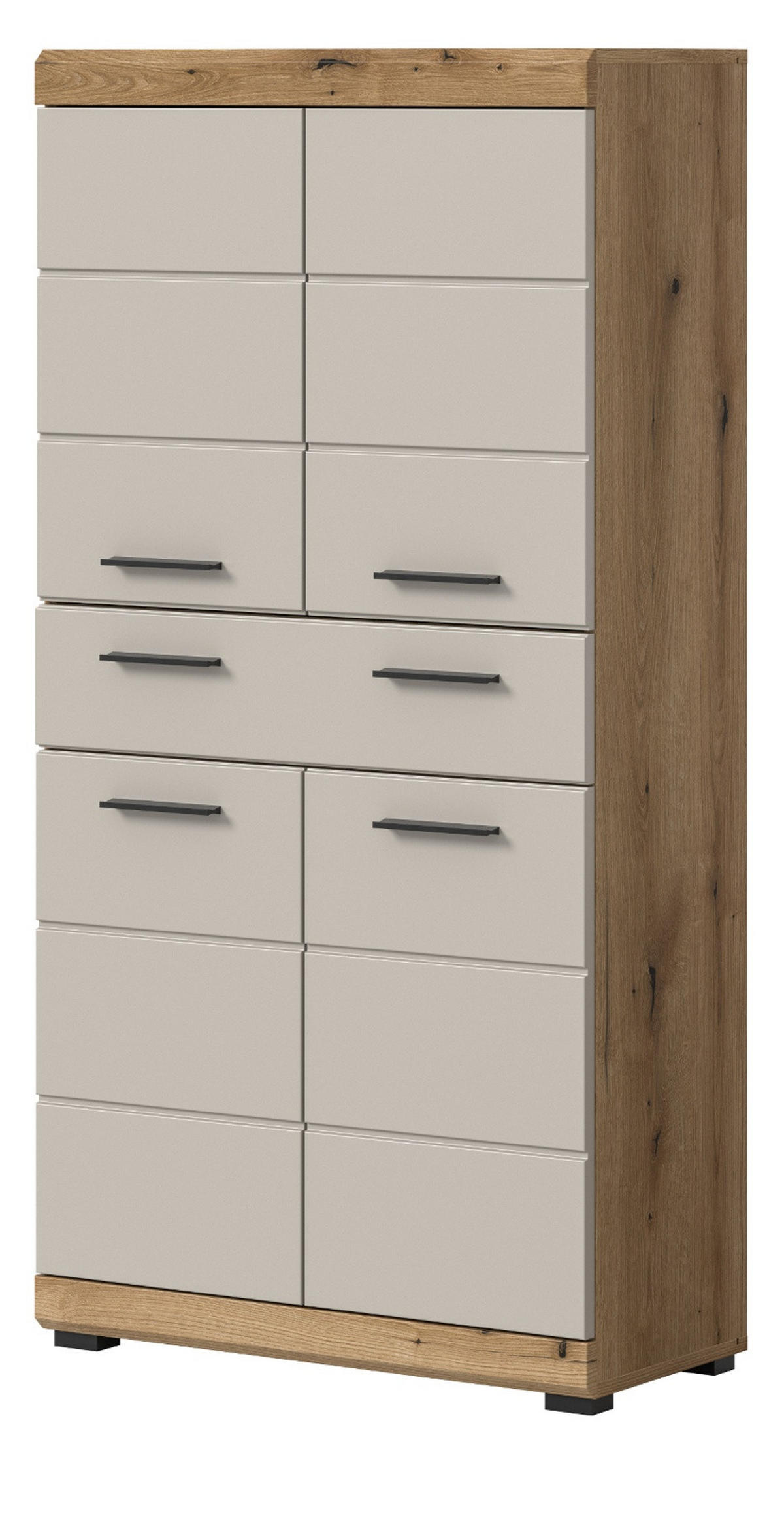 MIDISCHRANK Sand Kaschmir, Evoke Eiche, Badschrank 74 cm, viel Stauraum - Kaschmir/Eichefarben, Holzwerkstoff/Kunststoff (74/141/31cm) - Inn.Furn