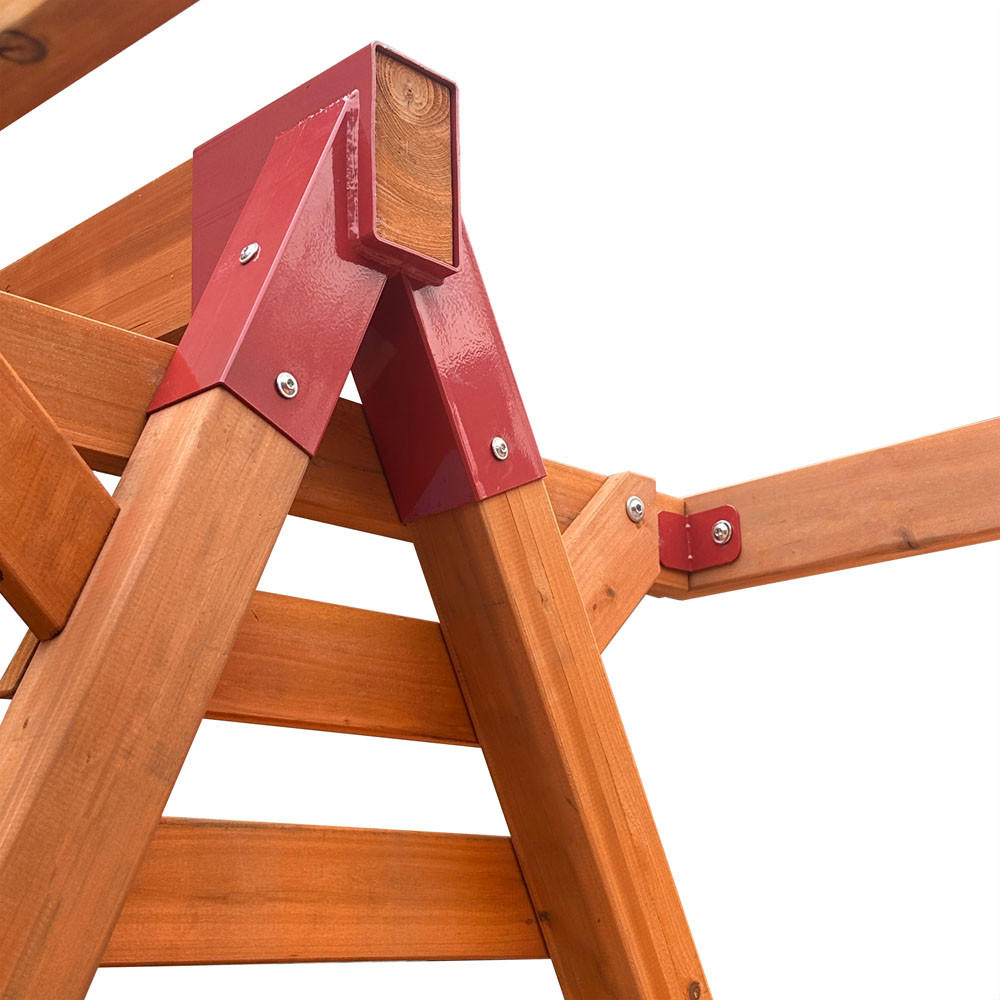 SPIELTURM MIT DOPPELSCHAUKEL NIA - Größe: 420 x 280 cm - Nussbaumfarben, Holz (421/280/449cm) - Home Deluxe