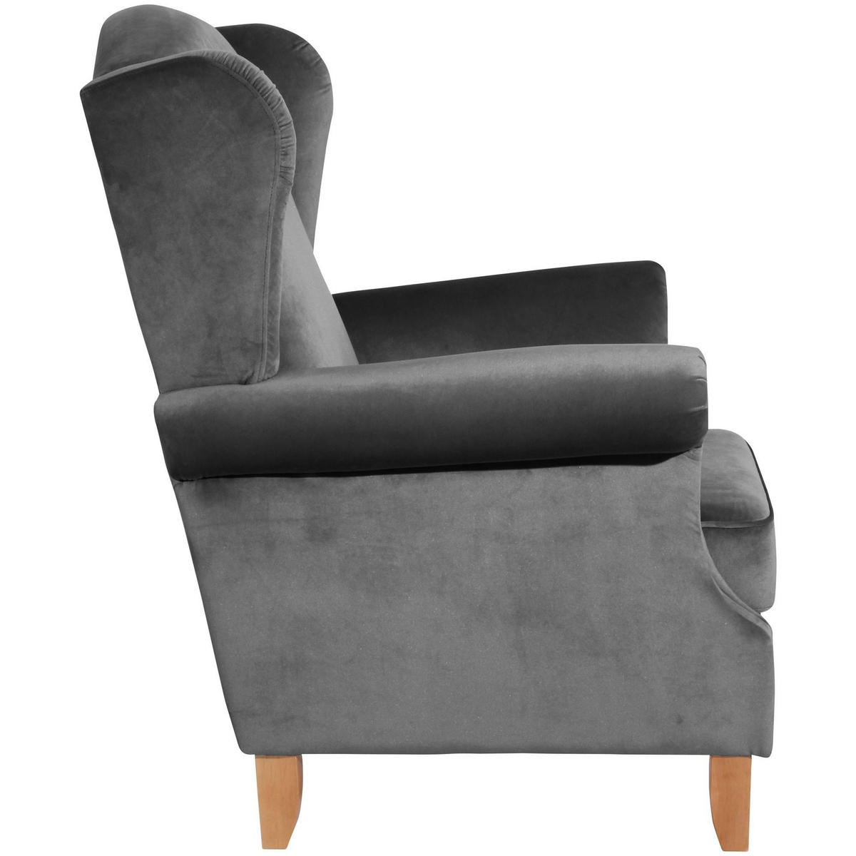 OHRENSESSEL Katria Bezug Samtvelours Buche natur / anthrazit - Anthrazit, Kunststoff (88/108/84cm) - 58aufmkessel