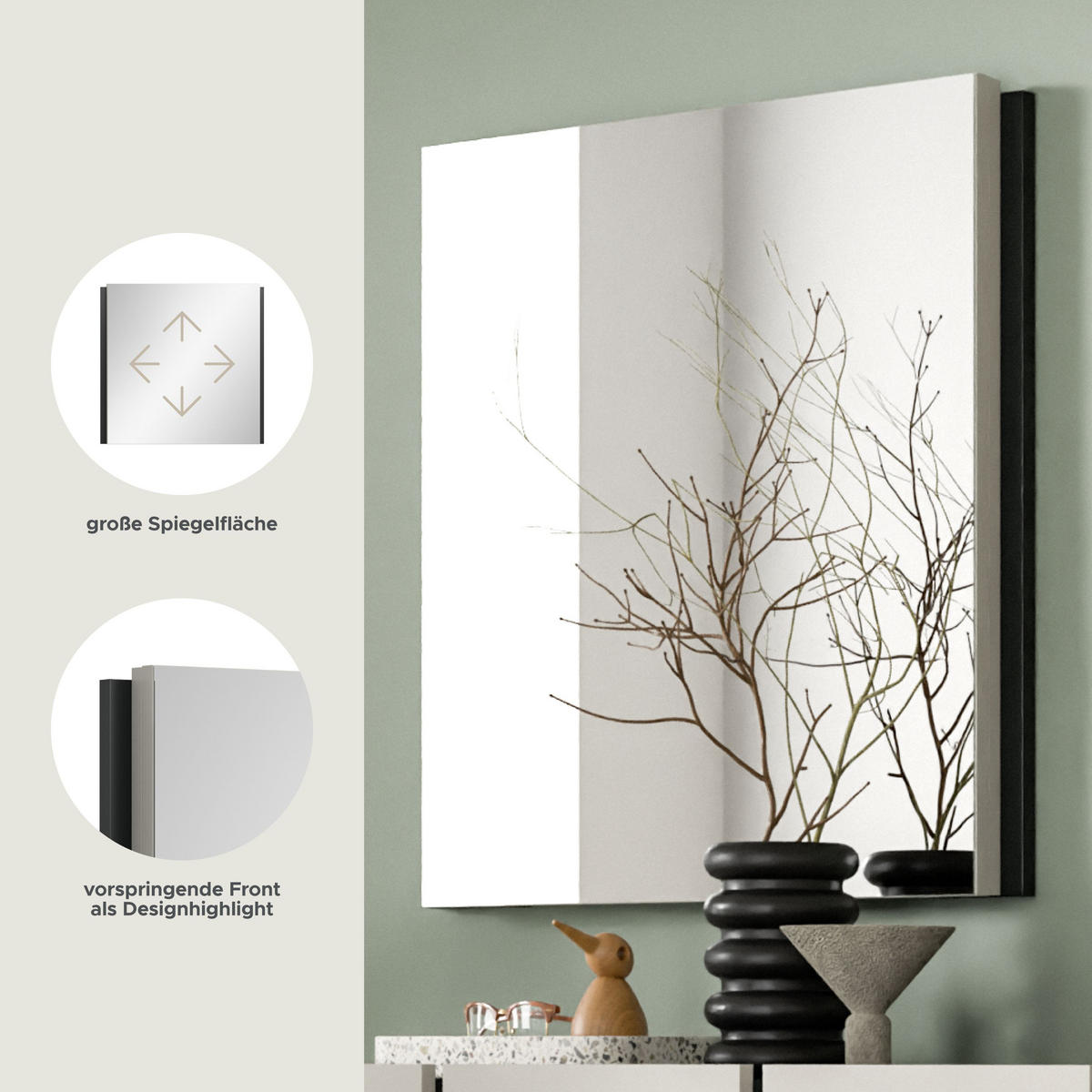 SPIEGEL Emil Kaschmir 71/2/70 cm - Beige, Holzwerkstoff (71/70/2cm) - Xonox