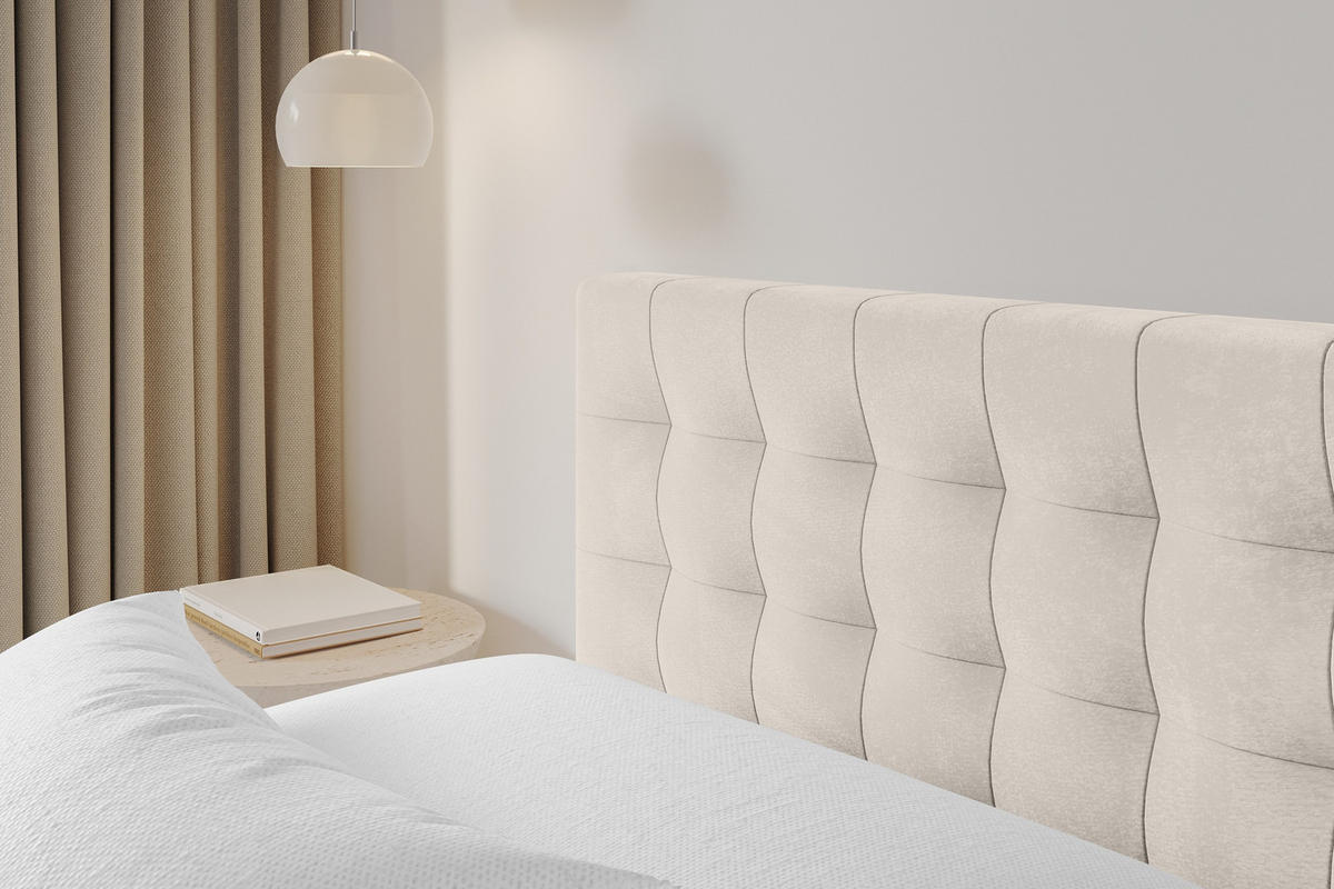 POLSTERBETT mit Bettkasten und Lattenrost, Boxbett ohne Matratze - PARI 180x200 Beige - Greige, Holzwerkstoff/Textil (180/200cm) - ALTDECOR
