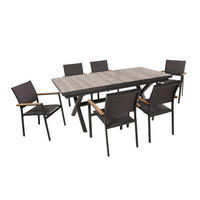 GARTEN-SITZGRUPPE Joana 7-teilig Gartenmöbel-Set - Hellbraun, Holz - DELUKE