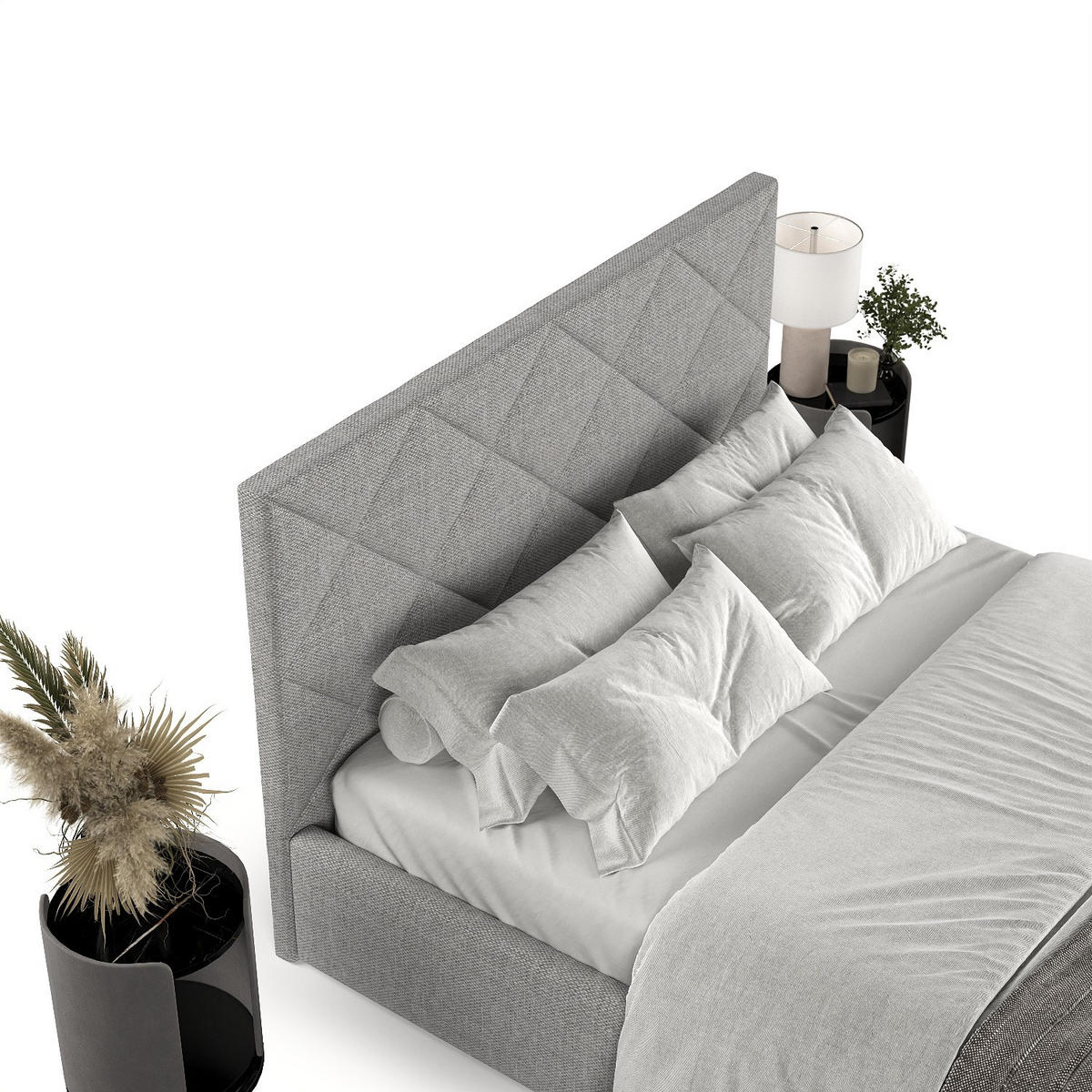 POLSTERBETT Torno 160/200 cm Hellgrau im Inari Stoff - Hellgrau/Schwarz, Holz/Holzwerkstoff (160/200cm) - AltaBeds