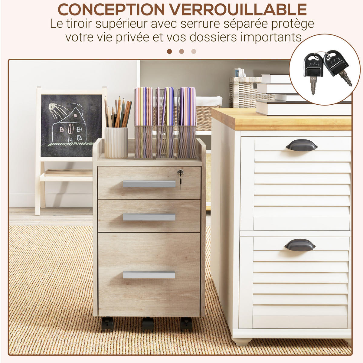 ROLLCONTAINER DE-14428 Beige - Beige, Holzwerkstoff (40/65/39cm) - ComfortXL