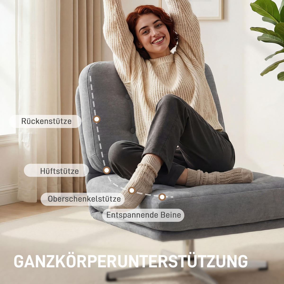 DREHSESSEL Hellgrau drehbar mit Chenille-Bezug - Hellgrau, Textil (87/84/70cm) - PANGIVO