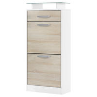 SCHUHSCHRANK Loret Front in Eiche sägerau - Eiche San Remo, Holzwerkstoff (46/104/23cm) - Vladon