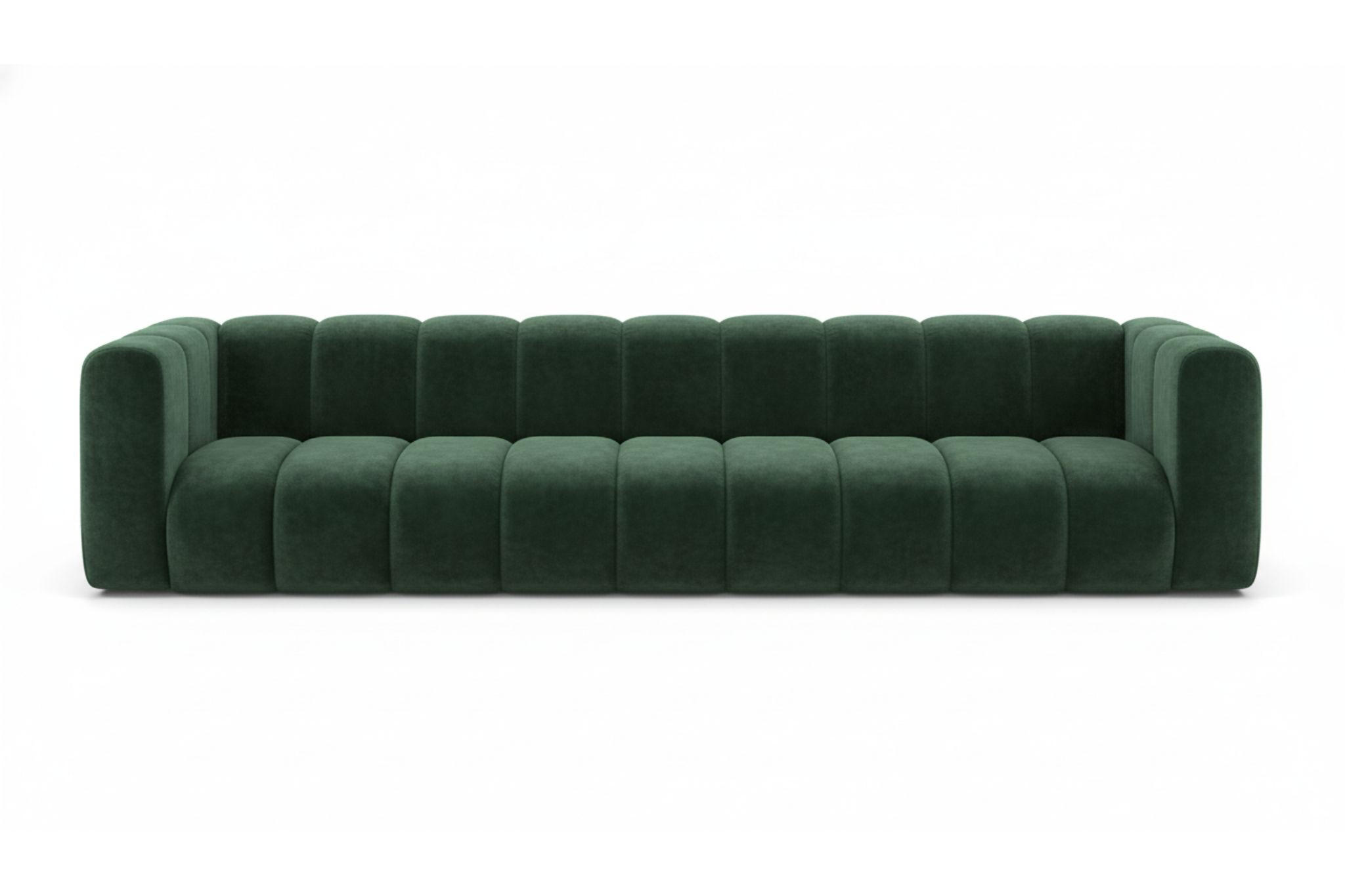 COUCH, Fünfsitzer-Sofa Grand, Veloursstoff Salvador, Grün - Grün, Holz (314/70/87cm) - Kaiser Möbel