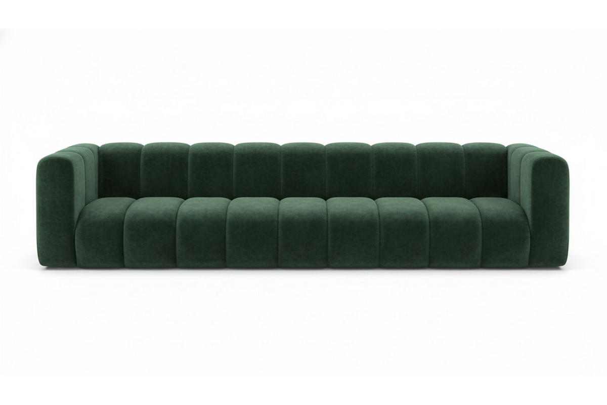 COUCH, Fünfsitzer-Sofa Grand, Veloursstoff Salvador, Grün - Grün, Holz (314/70/87cm) - Kaiser Möbel