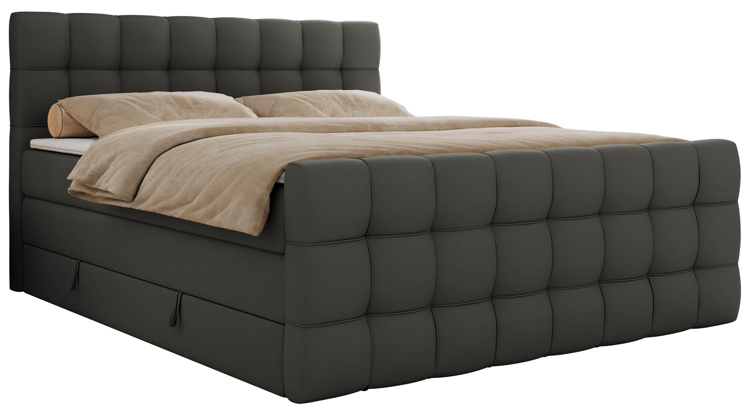 BOXSPRINGBETT ALTIVO KING DUO 120/200 - Grau Kunstleder - H4 - Grau, Textil (120/200cm) - MKS