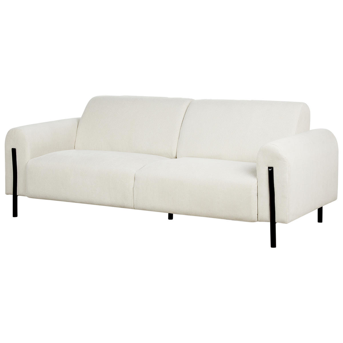 3-SITZER-SOFA Cord cremeweiß Askim - Schwarz/Weiß, Textil (207/87/89cm) - Beliani