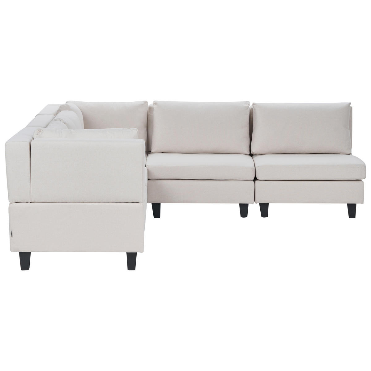 ECKFSOFA Modul 5-Sitzer rechtsseitig Hellbeige Stoff Unstad - Beige/Schwarz, Textil (228/228cm) - Beliani