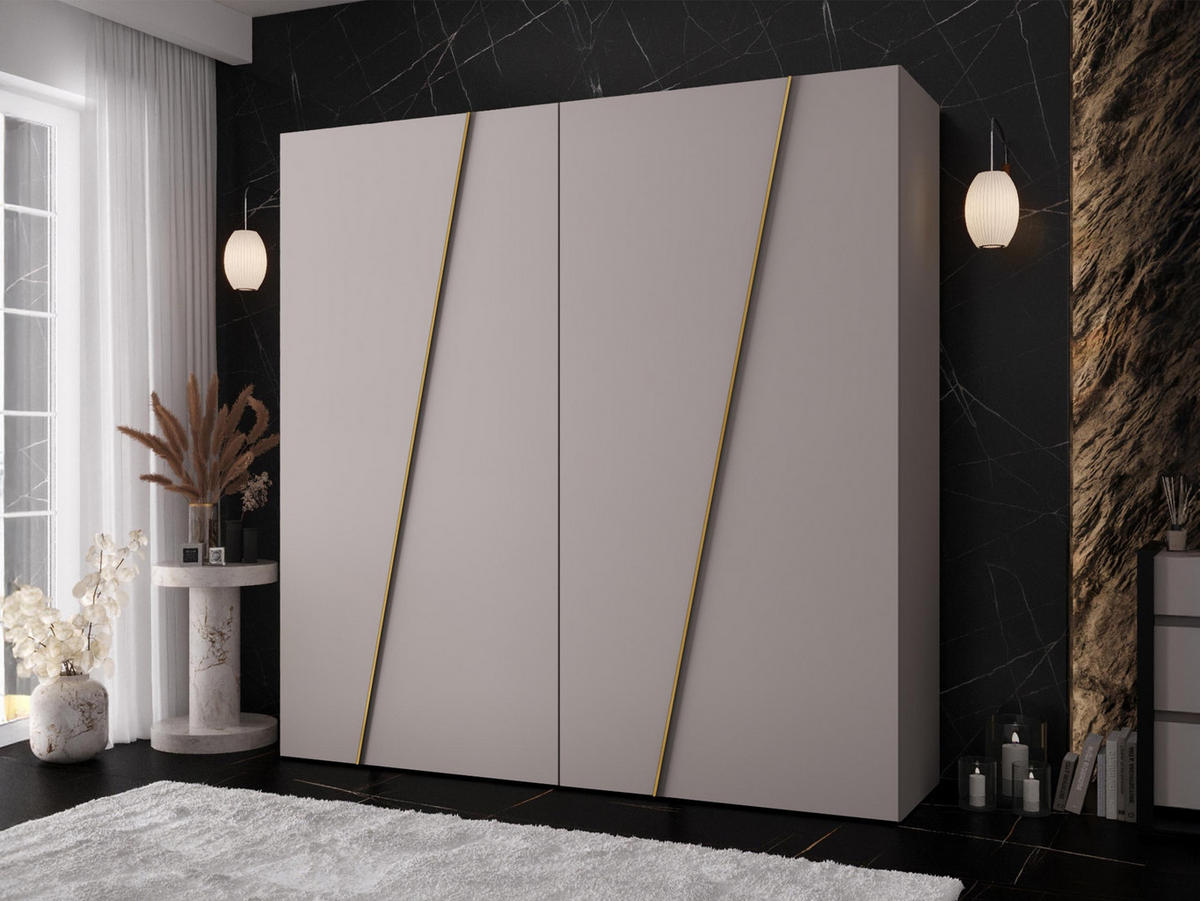 DREHTÜRENSCHRANK Zen 200 cm - Kaschmir/Goldfarben, Holzwerkstoff/Kunststoff (200/202/50cm) - MIRJAN24