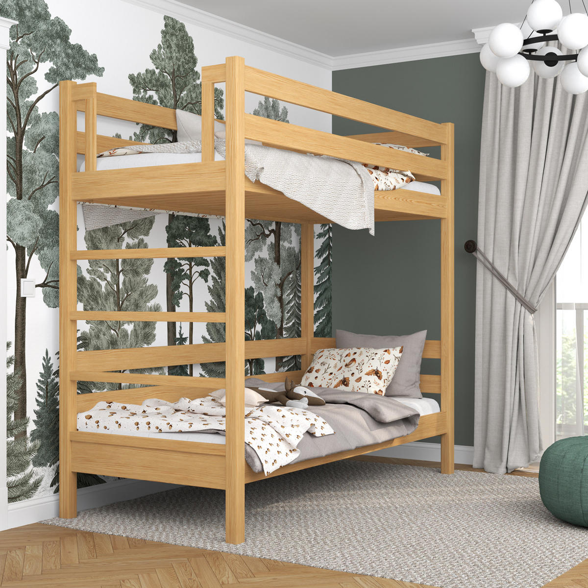 ETAGENBETT N03 Naturkiefer 80/190 - Hellbraun, Naturmaterialien/Holz (80/190cm) - N-Wood