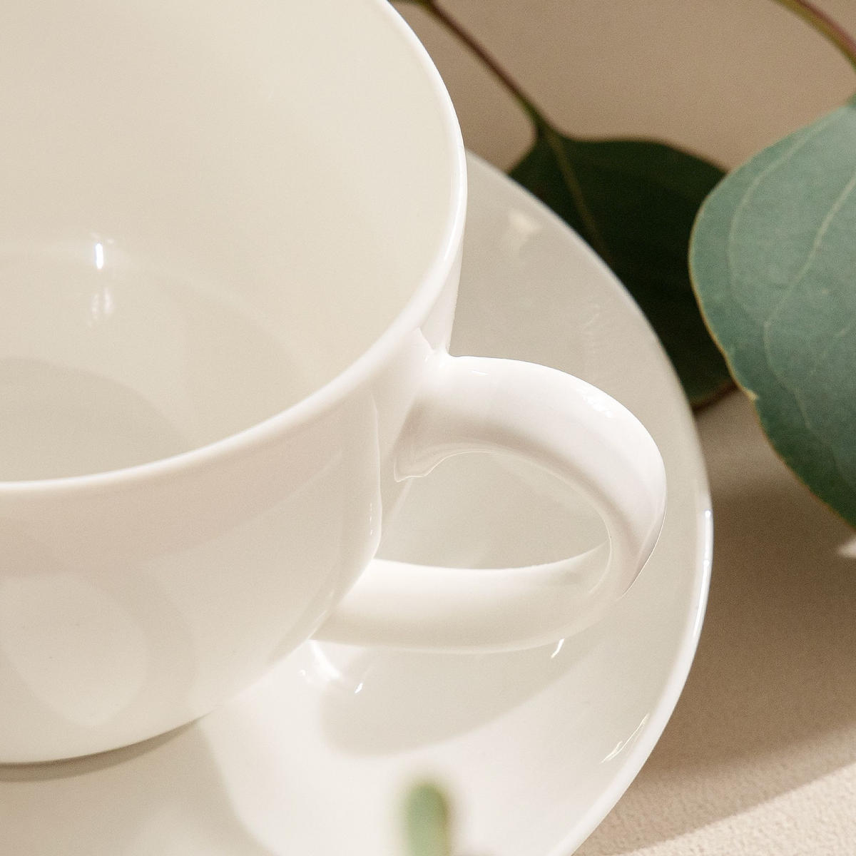 TASSEN-SET mit Untertasse AD BELLA 6-tlg,Porzellan, ecru - Ecru, Keramik (15/8/15cm) - KONSIMO®