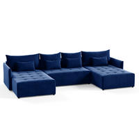 WOHNLANDSCHAFT Leno U - Blau, Holz/Textil (365/80/180cm) - Sofnet