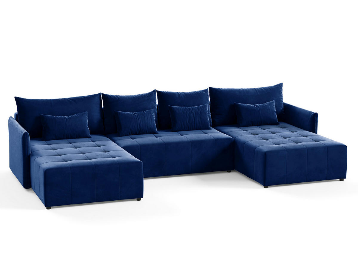 WOHNLANDSCHAFT Leno U - Blau, Holz/Textil (365/80/180cm) - Sofnet