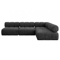 ECKSOFA modulares Sofa Samaro-L2 - 285x190x70 cm Schwarz Velours - Schwarz, Holzwerkstoff/Textil (285/190cm) - ALTDECOR