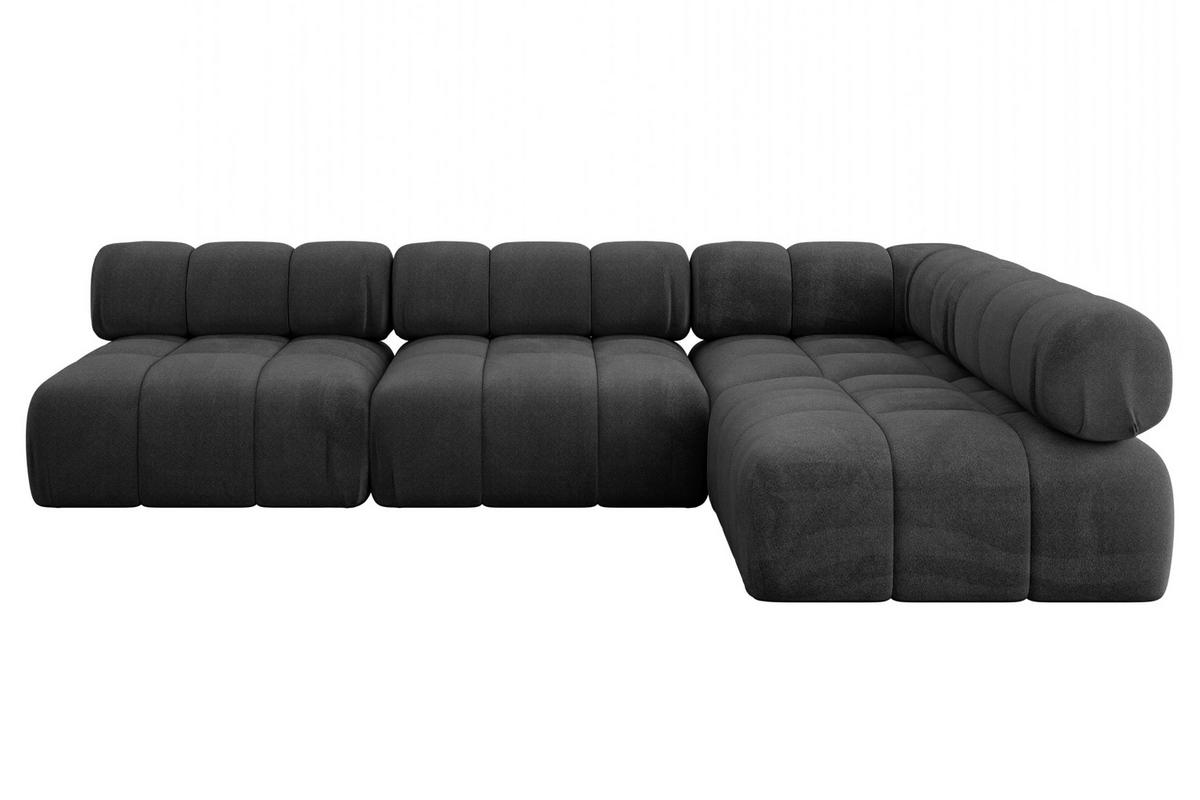 ECKSOFA modulares Sofa Samaro-L2 - 285x190x70 cm Schwarz Velours - Schwarz, Holzwerkstoff/Textil (285/190cm) - ALTDECOR