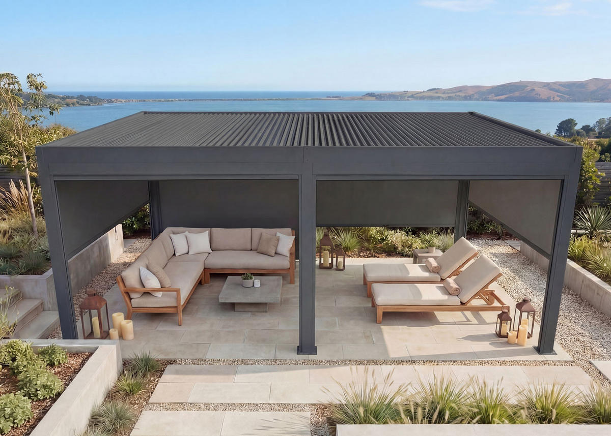 PERGOLA MIT SEITENWAND Anthrazit - Anthrazit, Metall (583/220/301cm) - MCW