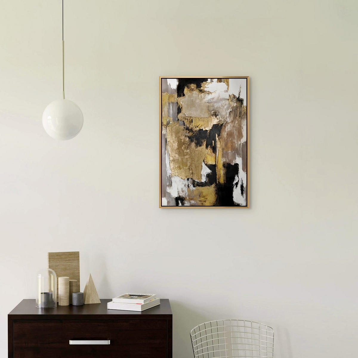 GEMÄLDE Goldene Fragmente Schattenfugenrahmen Gold 60x40 cm - Goldfarben, Holz (60/40cm) - YS-art gallery