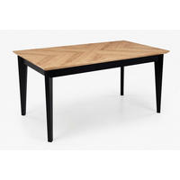 ESSTISCH Edmondo Eiche Natur / schwarz 160-240 / 90 / 75cm - Eichefarben/Schwarz, Holz (90/240/75cm) - Feldmann-Wohnen