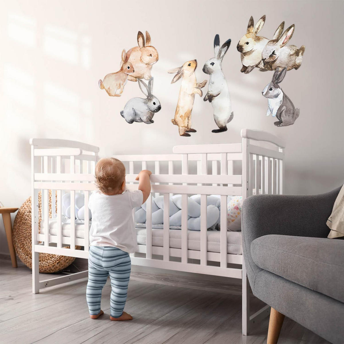 WANDAUFKLEBER 60x108cm - Hasenland - Multicolor, Kunststoff (60/108/0.1cm) - Wallfluent