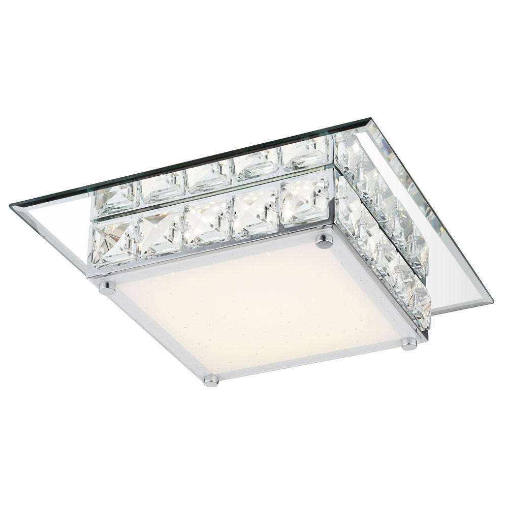 LED DECKENLEUCHTE MARGO Silber Metall Glas - Silberfarben, Glas (25/25/7.6cm) - Globo Lighting