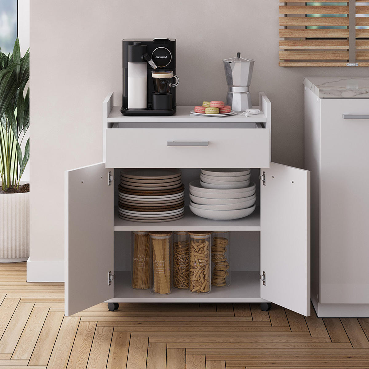 ROLLCONTAINER Ansel Weiß 60 x 40 cm mit Schubladen - Weiß, Holzwerkstoff (60/77.4/40cm) - Vicco