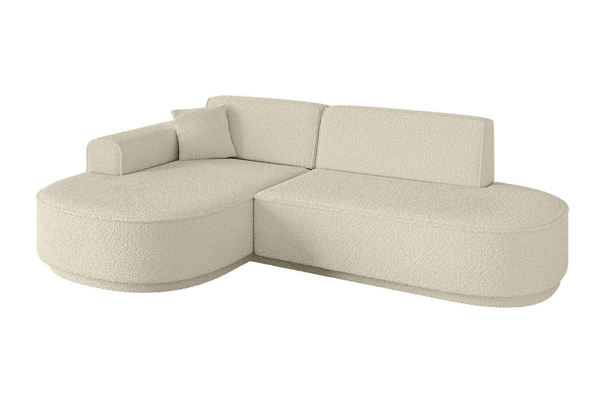 ECKSOFA Ottomane Links MARI-L1 - 232x163x73,5 cm Beige Bouclé - Beige/Schwarz, Holzwerkstoff/Kunststoff (163/234cm) - ALTDECOR