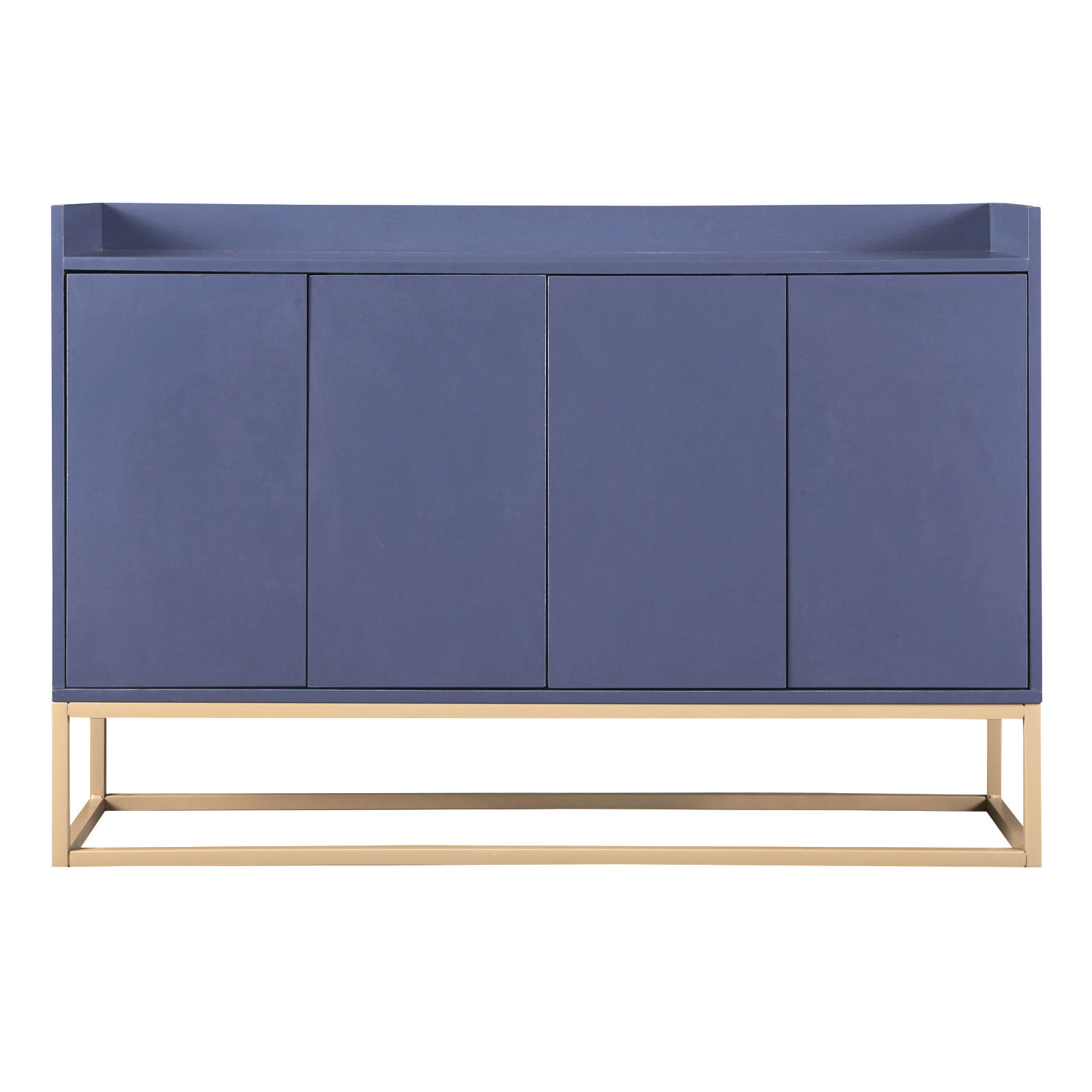 SIDEBOARDS 120cm, mit 4 Türen, verstellbaren Regalen, goldfarbenem Metallrahmen, Blau - Blau, Holzwerkstoff (120/30/80cm) - Waldena