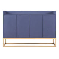 SIDEBOARDS 120cm, mit 4 Türen, verstellbaren Regalen, goldfarbenem Metallrahmen, Blau - Blau, Holzwerkstoff (120/30/80cm) - Waldena