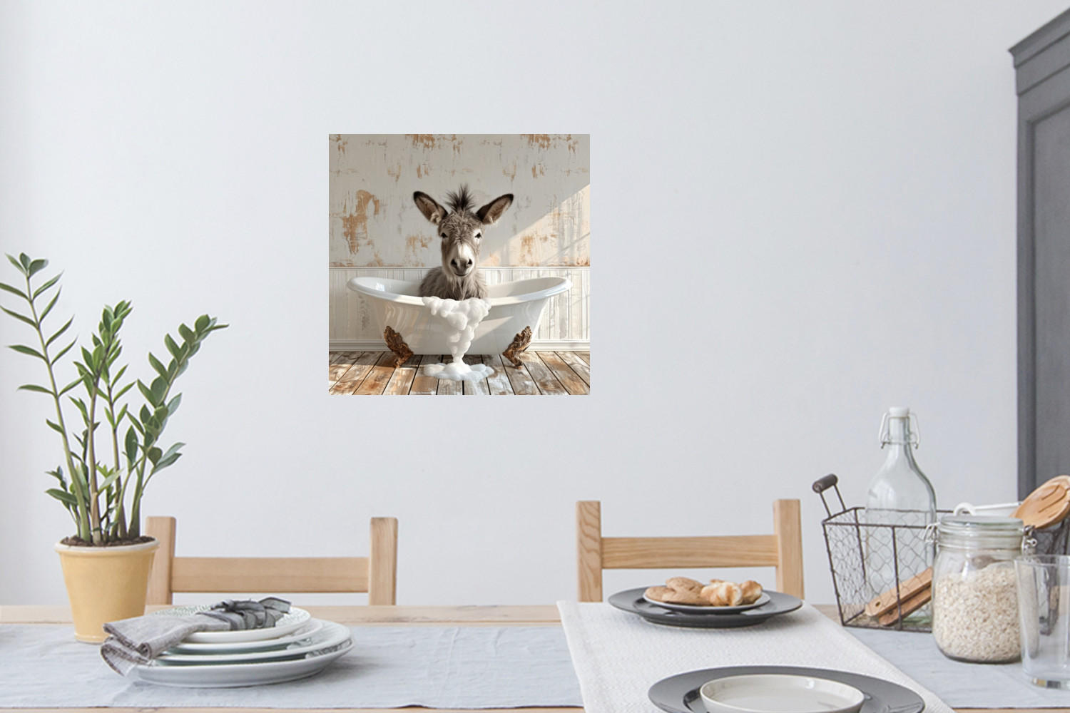 WANDTATTOO Esel - Tiere - Badewanne - Schaumstoff 50x50 cm - Weiß, Kunststoff (50/50/0.1cm) - MuchoWow
